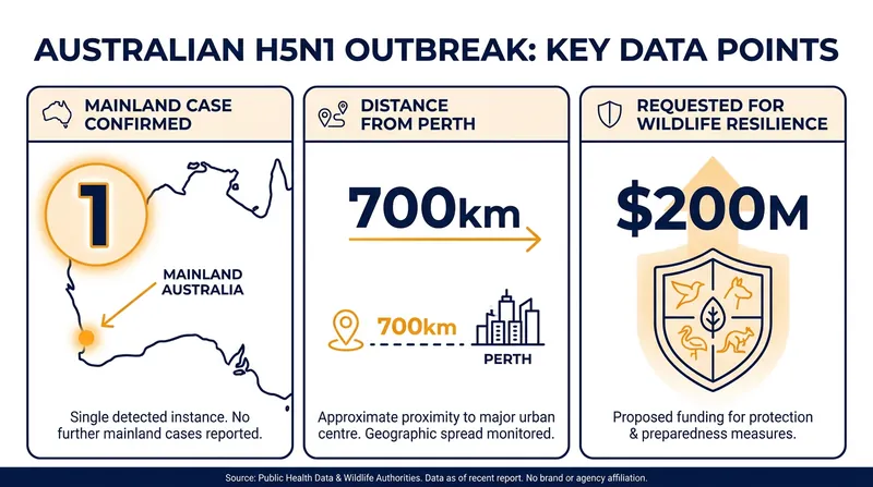 Key figures surrounding the arrival of H5N1 in Australia.