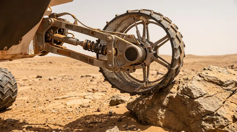 ERNEST's active gimbal suspension allows it to independently lift its wheels over large obstacles.