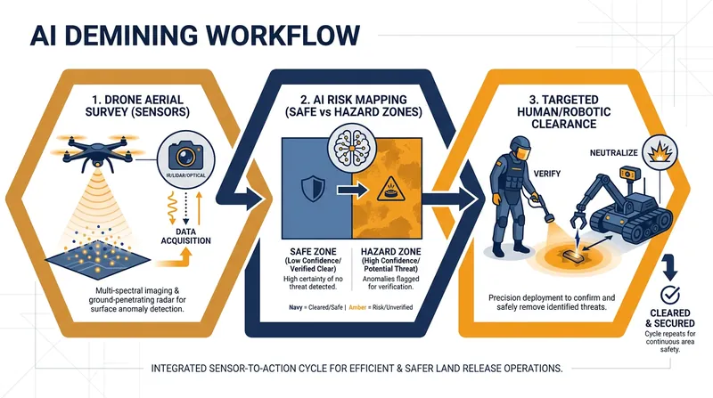 How machine learning models process drone data to cancel safe land and pinpoint explosive threats.