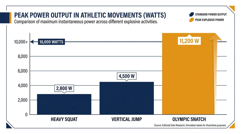 Olympic weightlifting generates some of the highest peak power outputs in human sports.