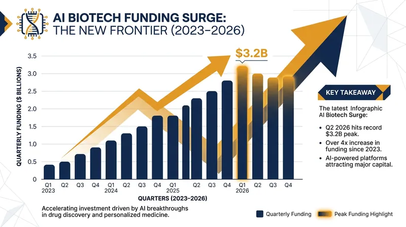Venture capital investment in AI-first biotech startups reached a record $3.2 billion in the second quarter of 2026.