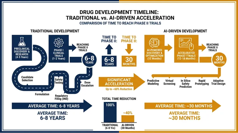 AI-driven platforms have demonstrated the ability to cut early-stage drug development timelines by more than half.