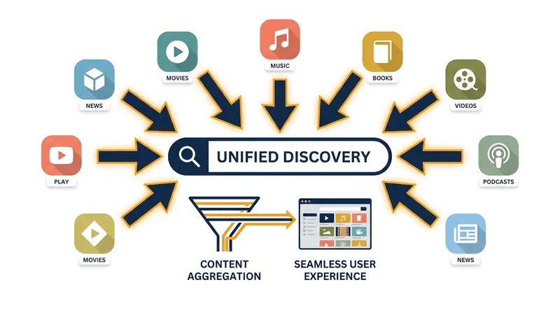 How universal search aggregates content from multiple competing platforms into one hub.