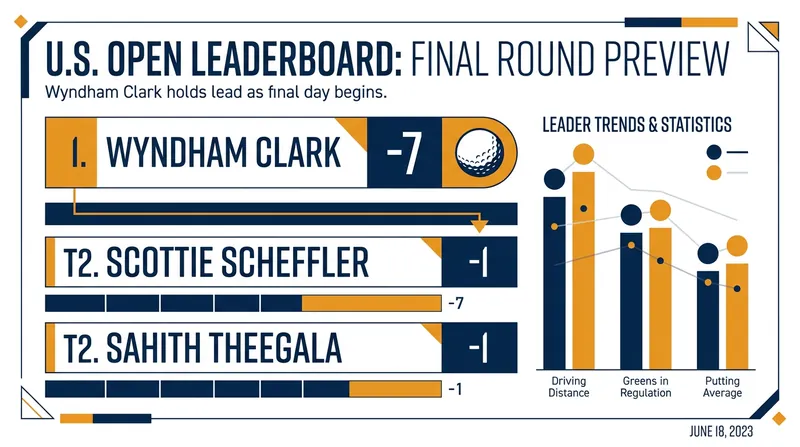 The 54-hole leaderboard at the 126th U.S. Open.