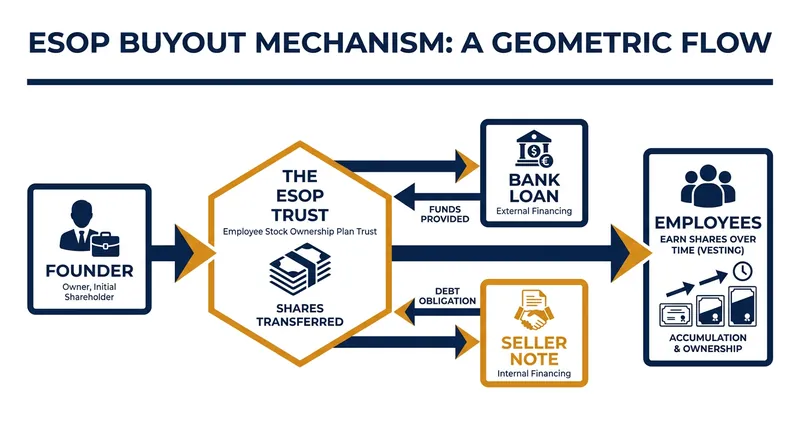 How an Employee Stock Ownership Plan (ESOP) finances a company buyout.