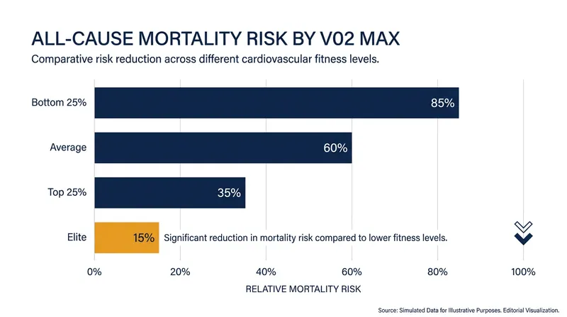 Clinical data shows that a high VO2 max is one of the strongest predictors of a longer lifespan.