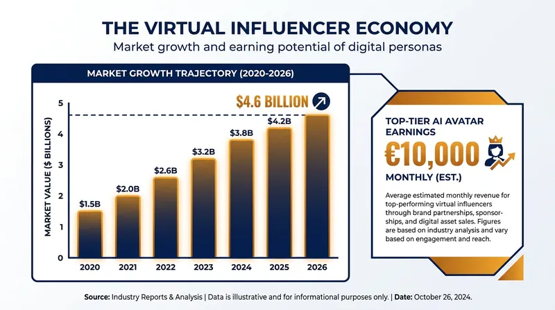 The virtual influencer market has seen explosive growth as brands shift budgets toward digital talent.