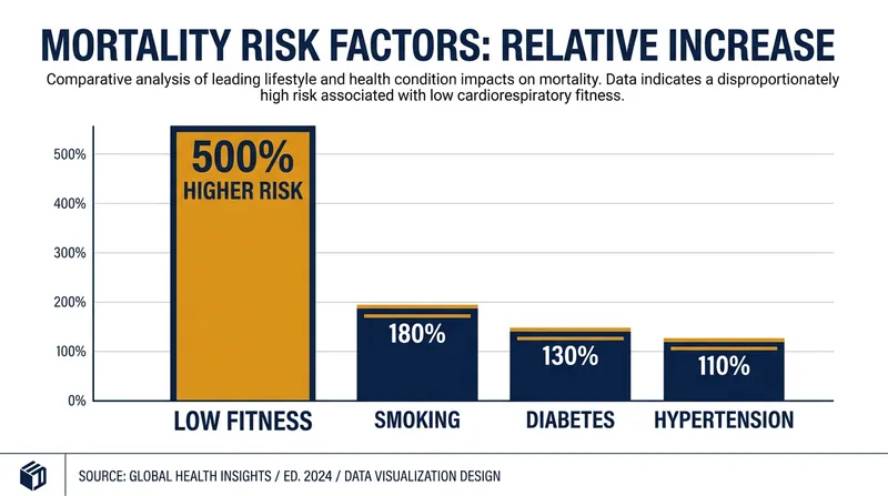 Data from 122,000 patients revealed that low cardiorespiratory fitness carries a higher mortality risk than traditional clinical factors.