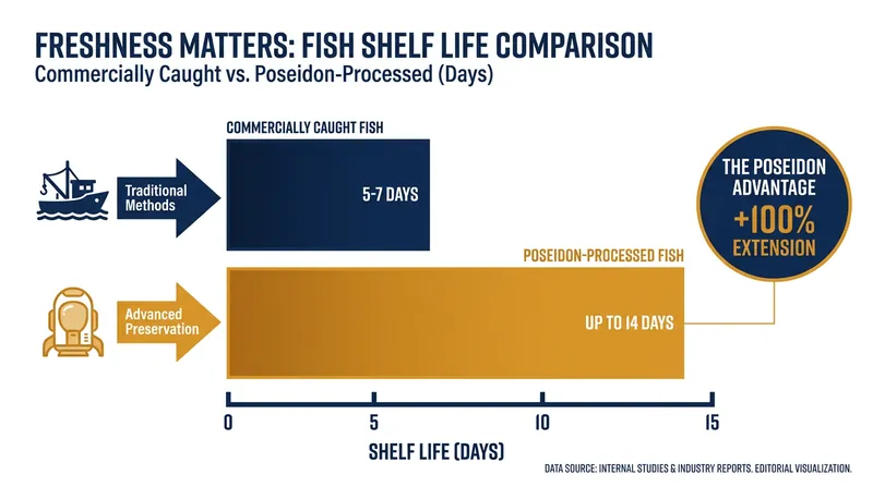 By eliminating lactic acid buildup, the automated process nearly triples the shelf life of the fish.