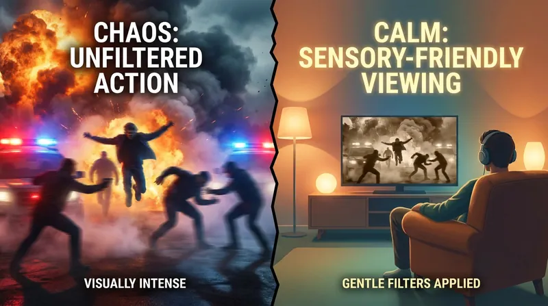 Sensory-friendly viewing modes allow neurodivergent audiences to filter out intense visual and auditory stimuli.