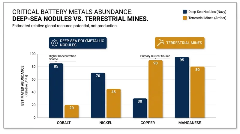The deep ocean contains vast reserves of the metals required for electric vehicle batteries.