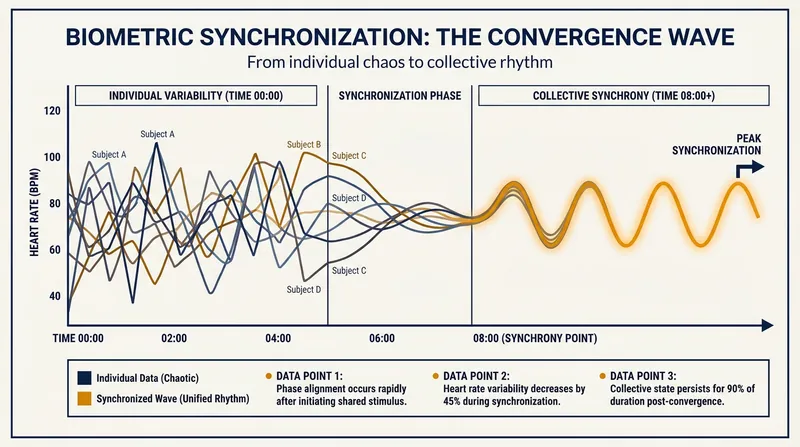 Biometric studies reveal that audiences experiencing live events physically synchronize their heart rates and breathing.