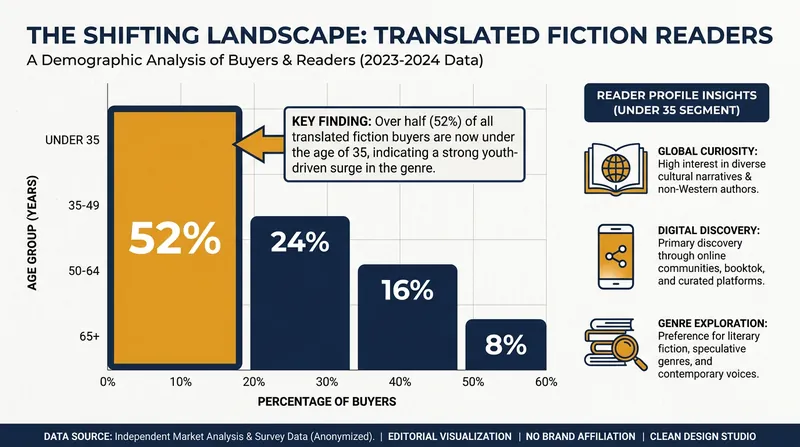 Younger demographics are driving the translated fiction boom, with readers under 35 accounting for the majority of sales.