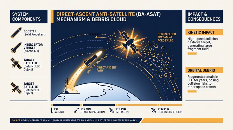 How a kinetic impact at orbital speeds creates a cascading debris field.