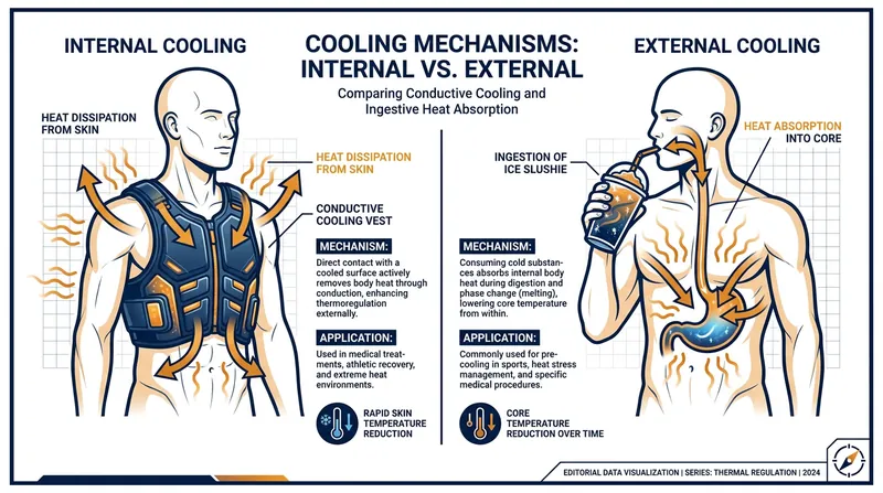 Mixed-method cooling attacks thermal stress from both the skin surface and the gastrointestinal tract.