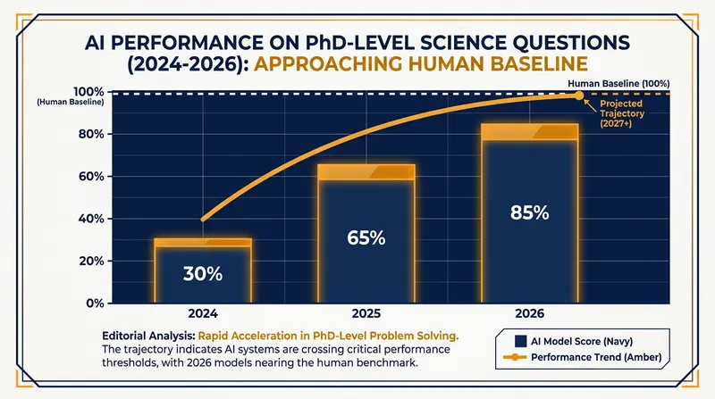 Frontier AI models are now routinely meeting or exceeding human baselines in complex scientific reasoning.