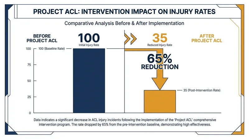 The three-year trial resulted in a 65% drop in non-contact ACL injuries among participating clubs.