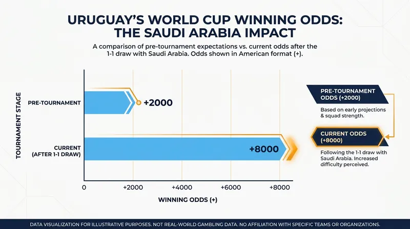 Uruguay's odds to win the tournament drifted significantly following their opening draw.