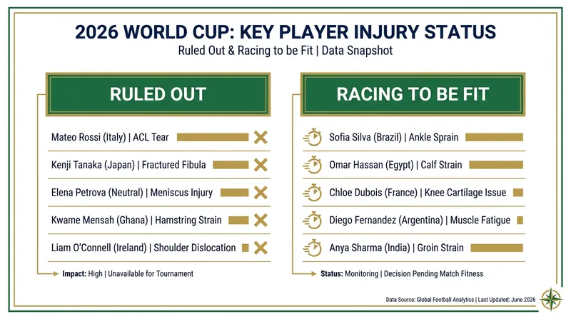 A look at the high-profile players racing against time to return for the 2026 knockout stages.