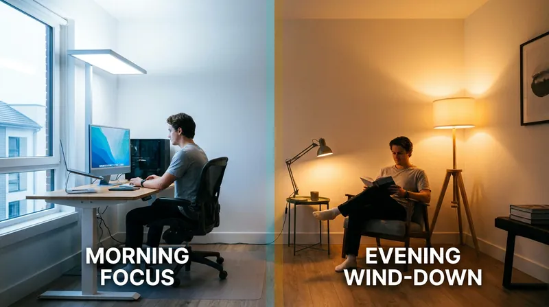 The same space can serve completely different biological needs depending on the color temperature of the light.