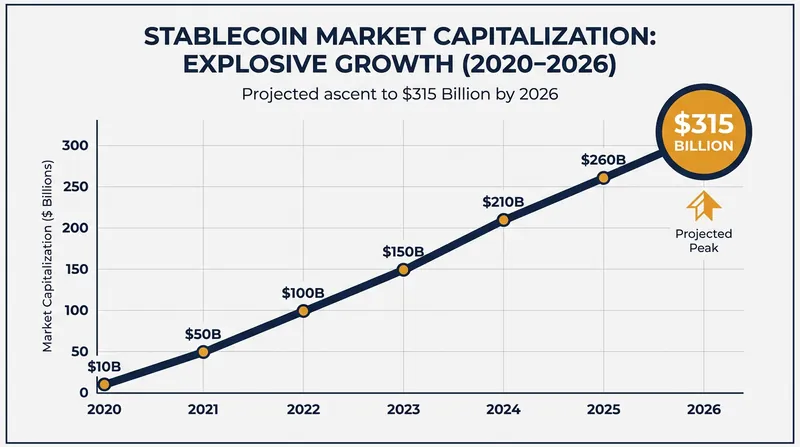 Stablecoin market capitalization has surged past $315 billion, prompting regulators to establish strict operational guardrails.
