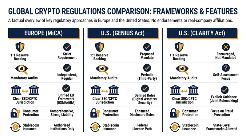 How major regulatory frameworks are reshaping the digital asset landscape in 2026.