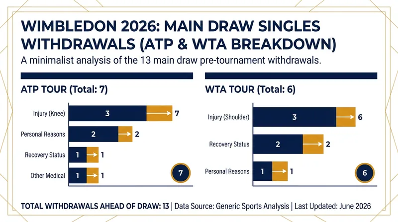 The attrition rate has hit both the men's and women's main draws heavily ahead of the June 26 draw ceremony.