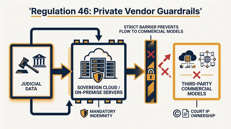 The regulations impose strict data sovereignty requirements on private AI developers working with the courts.
