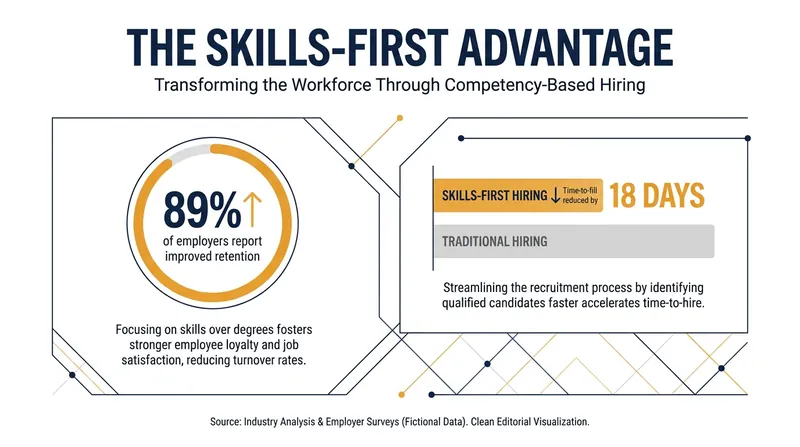 Companies adopting skills-based hiring report significant improvements in both retention and hiring speed.