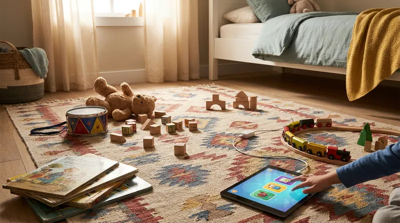 The film's central conflict revolves around the friction between traditional toys and modern smart devices.