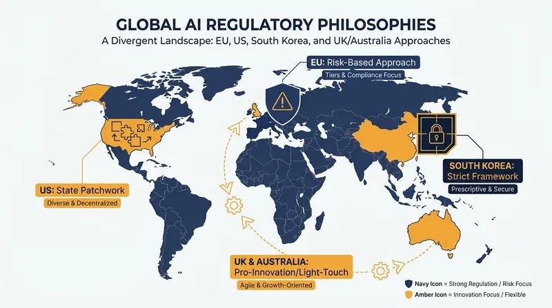 Global AI regulation is fracturing into distinct regional philosophies rather than a unified standard.
