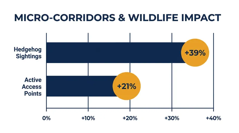 Studies indicate a significant increase in wildlife sightings following the implementation of neighborhood fence gaps.