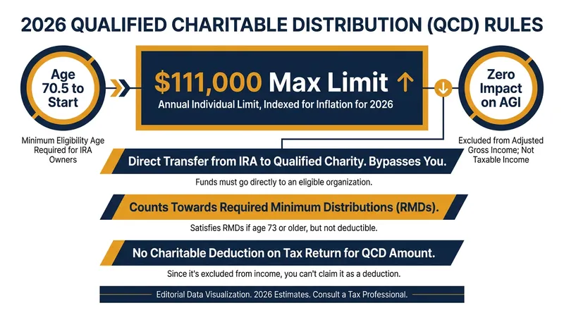 QCDs offer a dollar-for-dollar reduction in RMDs while fulfilling philanthropic goals.