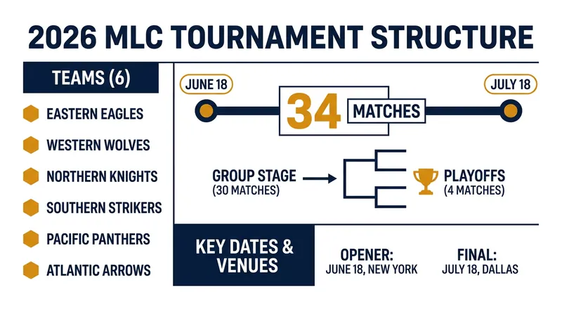 The 2026 MLC season features a double round-robin format culminating in a four-match playoff series.