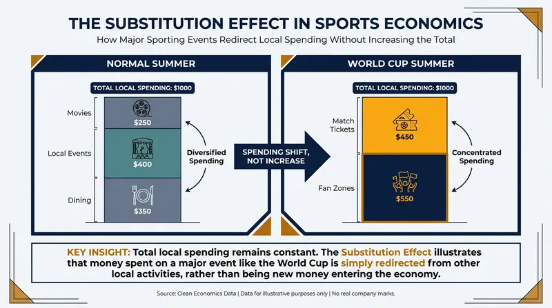 The substitution effect explains why local spending on the tournament rarely represents new economic growth.