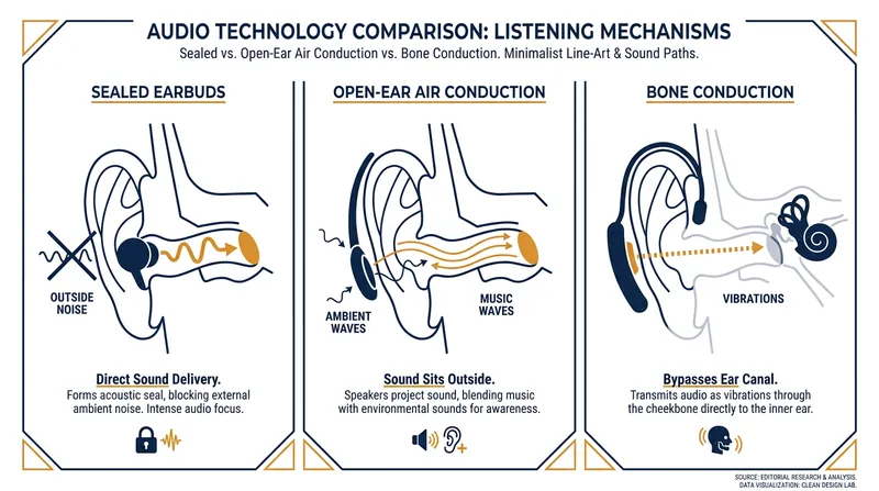 How different headphone technologies interact with the human ear.