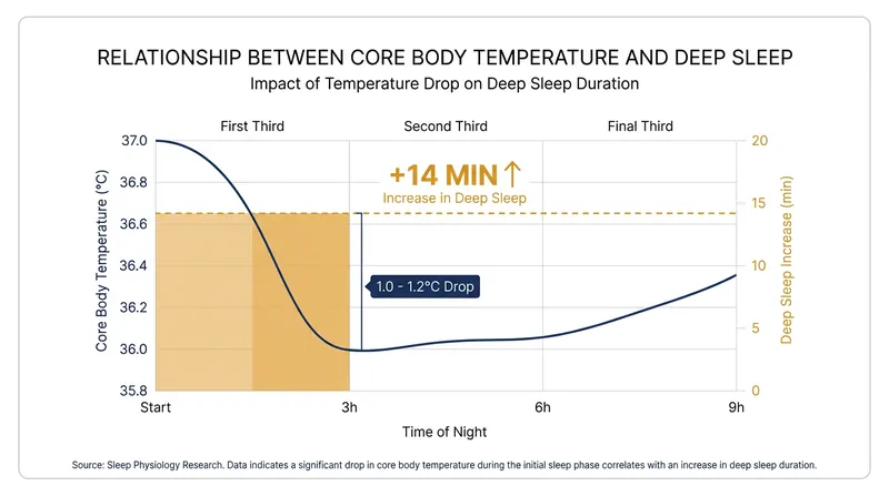 Clinical studies show that forcing a drop in core body temperature significantly increases slow-wave sleep.