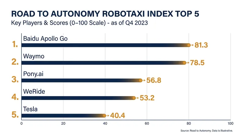 The June 2026 Road to Autonomy Index ranks the top global robotaxi operators based on scale, revenue, and safety.