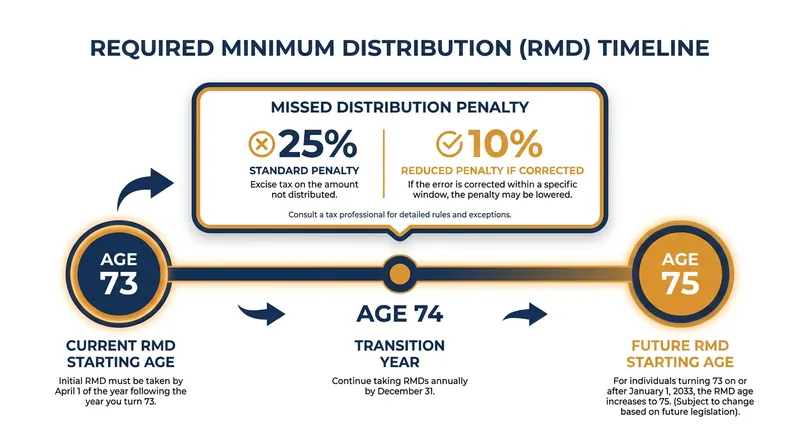 The SECURE 2.0 Act adjusted the starting age for RMDs and reduced the penalties for missed withdrawals.