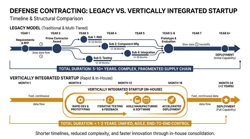 Startups are pitching vertical integration as the antidote to decades-long procurement cycles.