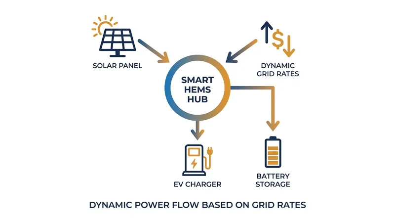 Matter 1.4 integrates heavy energy loads, allowing the home to autonomously balance solar generation and EV charging.
