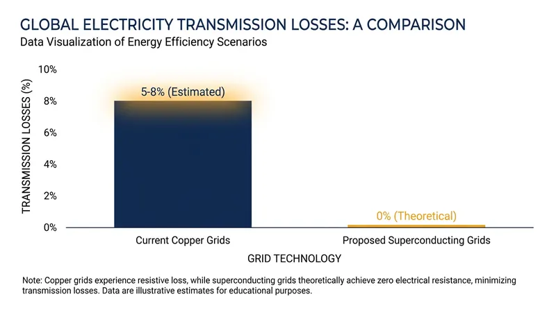 Superconducting power lines could eliminate the massive energy losses currently experienced by traditional copper grids.