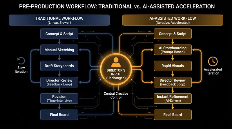 How AI workflow tools aim to augment, rather than replace, the traditional filmmaking process.
