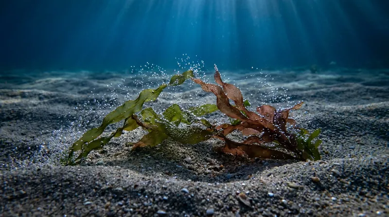 Decomposing seaweed detritus on the seafloor can increase ocean alkalinity, enhancing carbon absorption.