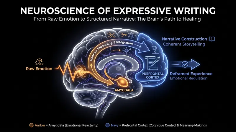 Expressive writing helps shift traumatic memories from the brain's threat center to its reasoning center.