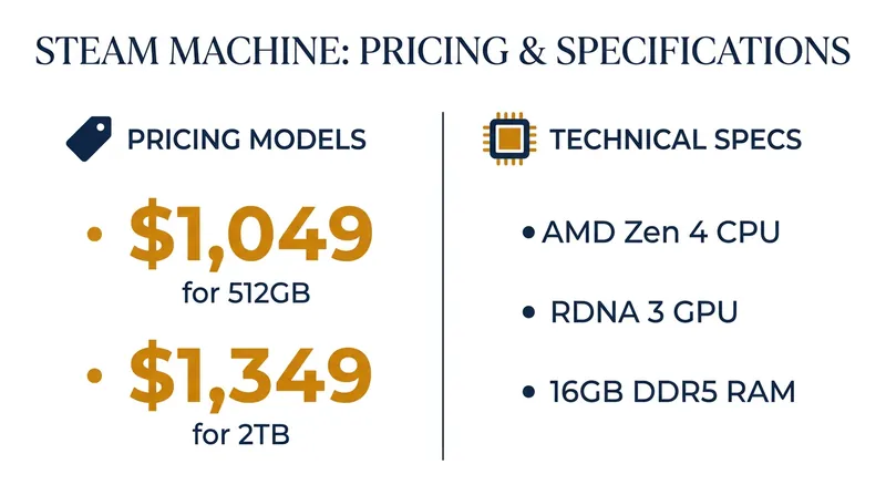 The Steam Machine packs mid-range desktop power into a compact console form factor.