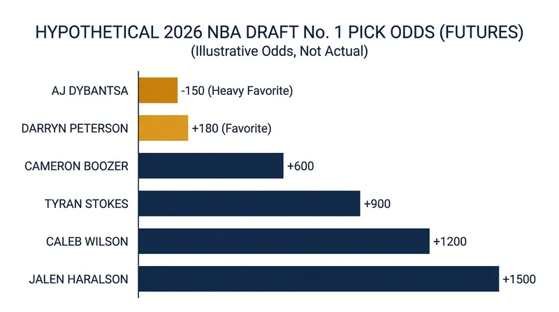 AJ Dybantsa remains the heavy betting favorite to be selected first overall by the Washington Wizards.