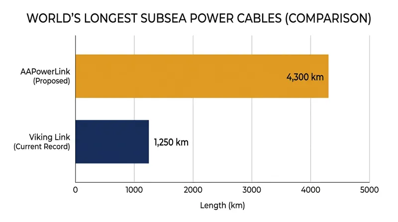At 4,300 kilometers, the proposed cable would shatter existing engineering records.
