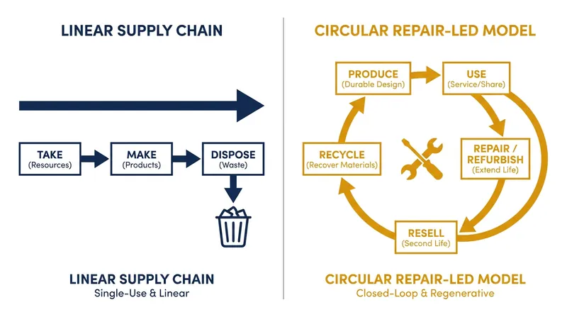 The shift from a linear to a circular supply chain model.