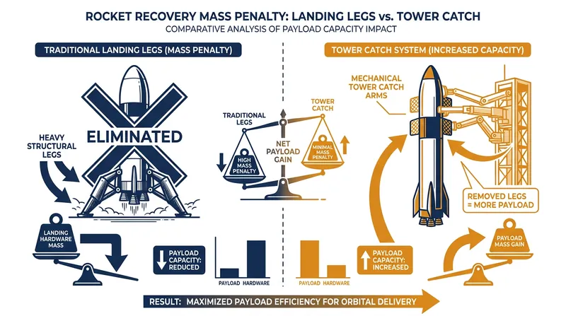 By moving landing hardware to the ground, Starship maximizes the mass it can carry to orbit.